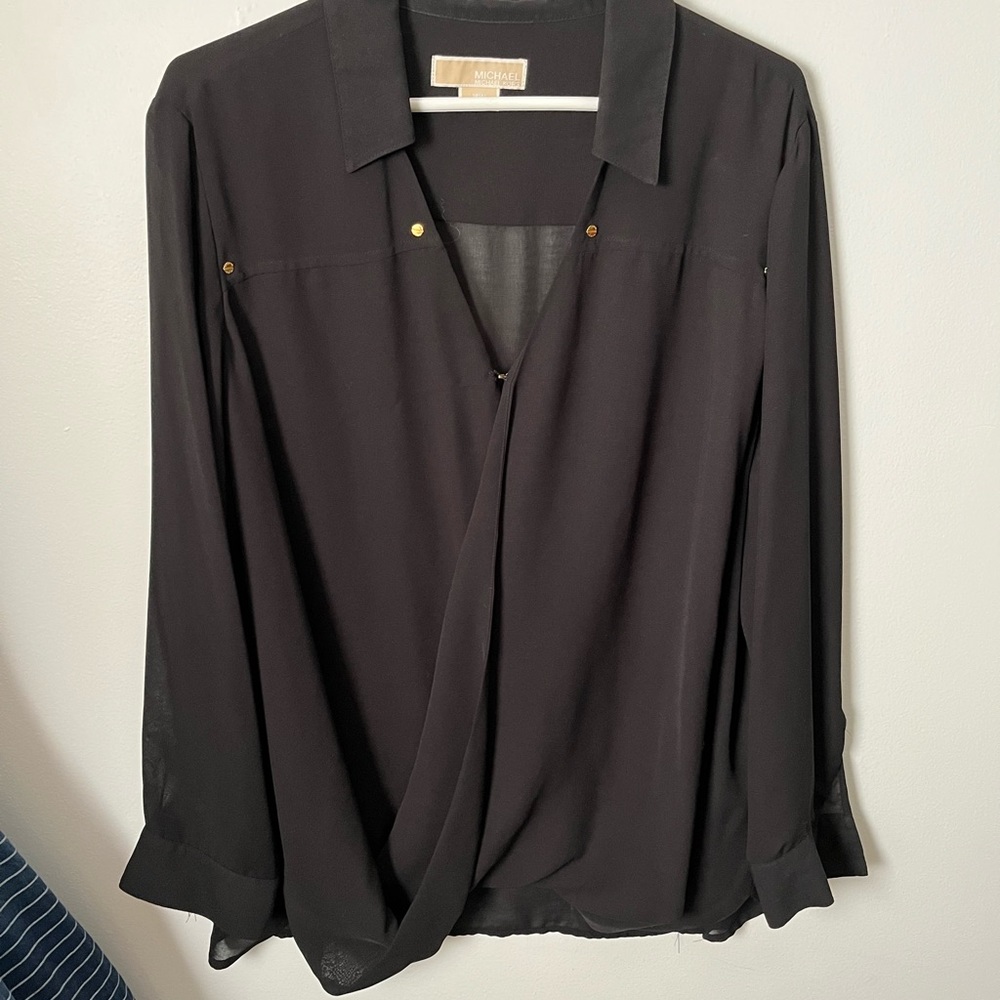 Michael Kors draped blouse. Amazing gold details